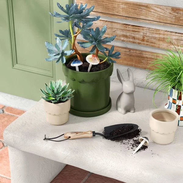 Ceramic Modern Outdoor Planter – Cream, 4" x3.875" For Plants & Succulents - view 3