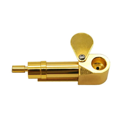 Brass Tobacco Smoking Pipe w / Stash Storage Cylinder Chamber Metal w / Lid Bowl - view 2