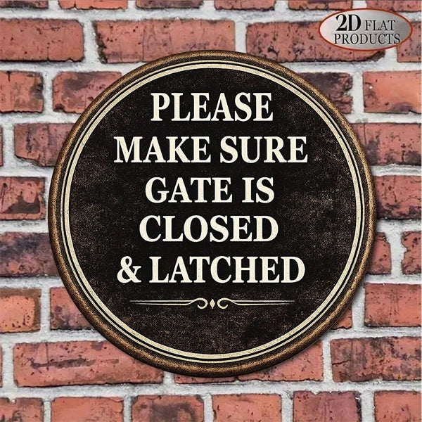 1pc 8x8in Vintage Safety Warning Door Sign, "Please Make Sure" The Door, Is Closed And Locked 2D Flat Round Plaque