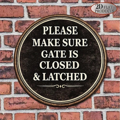 1pc 8x8in Vintage Safety Warning Door Sign, "Please Make Sure" The Door, Is Closed And Locked 2D Flat Round Plaque