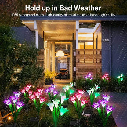 Outdoor Solar Lights, 4 Pack Solar Garden Light With Bigger Lily Flowers - view 2