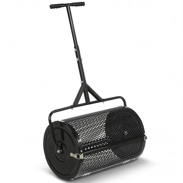 24" Lawn Topdressing Spreader With 0.75"×0.5" Mesh, Compost Spreader For Soil Sand Fertilizer Black - view 3