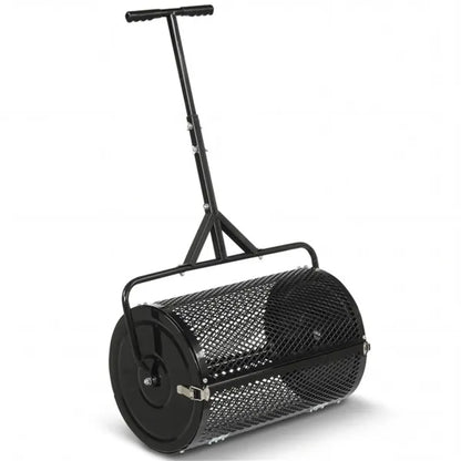 24" Lawn Topdressing Spreader With 0.75"×0.5" Mesh, Compost Spreader For Soil Sand Fertilizer Black - view 3