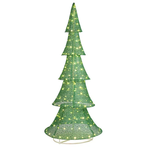 6FT Lighted Christmas Tree Yard Decorations, Pre-lit Pull Up Christmas Tree With 200 LED Warm White Lights For Xmas - view 5
