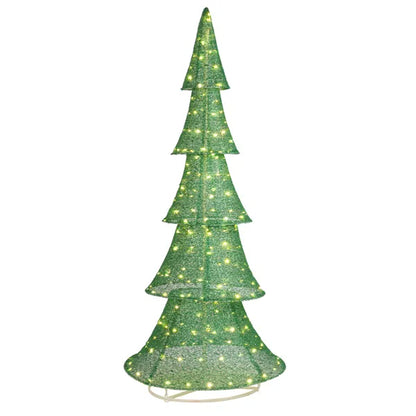 6FT Lighted Christmas Tree Yard Decorations, Pre-lit Pull Up Christmas Tree With 200 LED Warm White Lights For Xmas - view 5