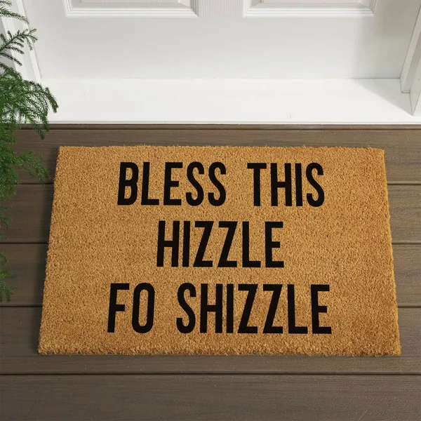 Bless This Hizzle Fo Shizzle Heavy-Duty Coconut Coir Doormat - Non-Slip Premium Outdoor Mat For Entryway With Humorous - view 5