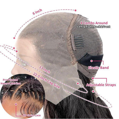 13x6 Front Lace Human Hair Wig Body Wave, Natural Color, 150 Percentage Density - view 4