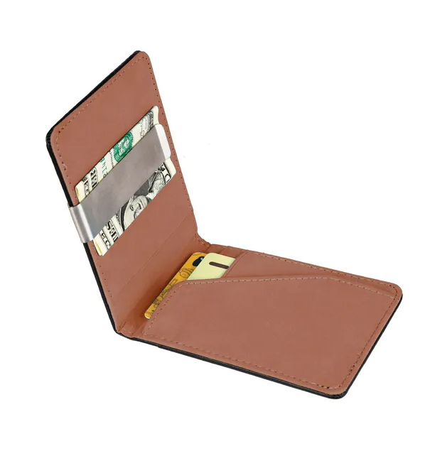 Unisex PU Leather Wallet RFID Blocking Slim Bifold Credit Card Holder With Money Clip - view 3