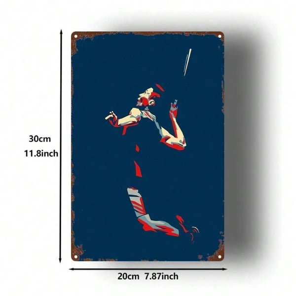 1pc Vintage Badminton Player Metal Sign, 8x12 Inch 2D Flat Silhouette Wall Decor - view 3