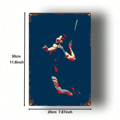 1pc Vintage Badminton Player Metal Sign, 8x12 Inch 2D Flat Silhouette Wall Decor - view 3