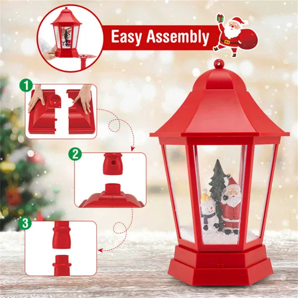 64" Christmas Streetlamp Decor: Santa/Snowman/Tree Scene, 60 Warm White LEDs, 8 Tunes, 2 Modes (Stand/Tabletop), Red - view 3