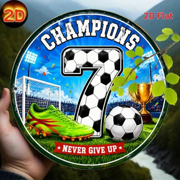 1pc 7.87x7.87in Champions Soccer Number 7 Metal Aluminum, Pc 7.87x, Champions Soccer Number 7 Metal Aluminum Tin Plaque - view 4