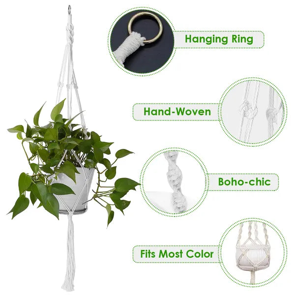 2Pcs Plant Hanger Flowerpot Net Bag 40in Cotton Rope Plant Hangers 4Legs Plant Hanger - view 3
