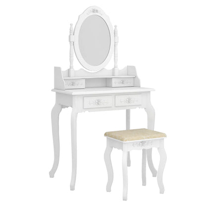 Modern Concise 4-Drawer 360-Degree Rotation Removable Mirror Dresser White =32759839 - view 10