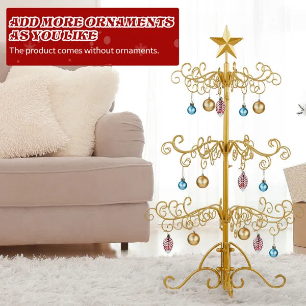 3ft Wrought Iron Christmas Tree, Metal Ornament Display Tree Stand For For Holiday Party Home Decor - view 6