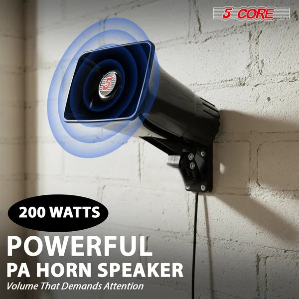 5 Core PA Horn 200W Loud Speaker Pair 6 Inch Bull Horn Loud Audio 80hm All Weather Indoor Outdoor Use - view 4