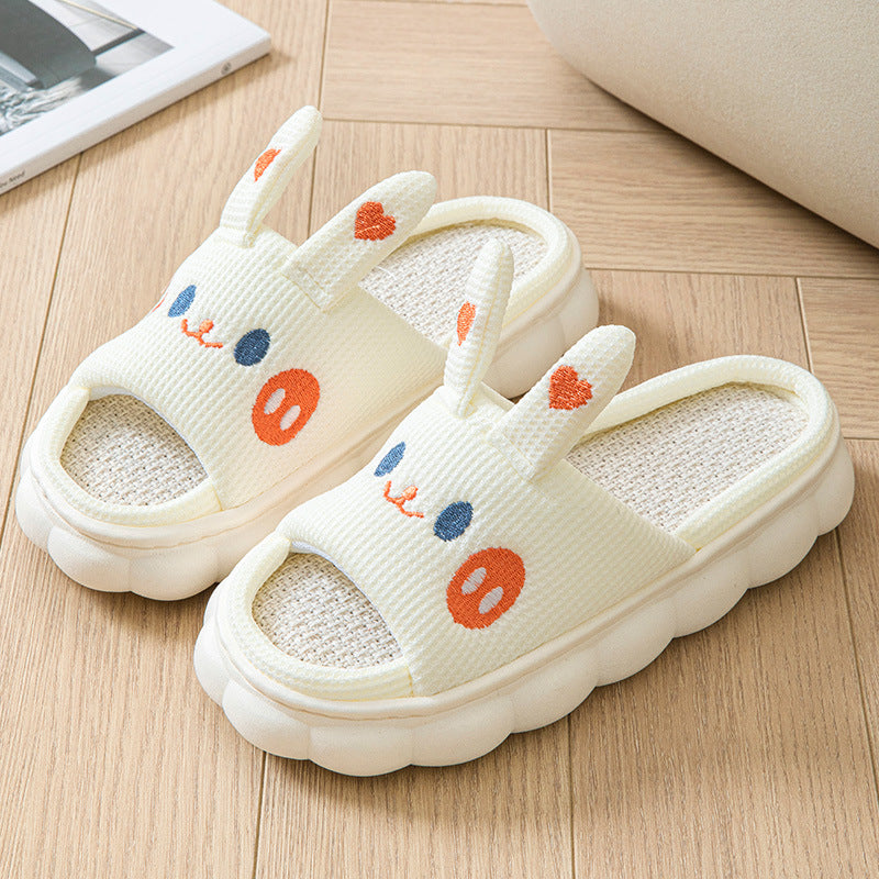 Cartoon Open Toe Couple Hemp Slippers - view 4