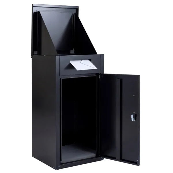 2-in-1 Lockable Mailbox & Package Delivery Box, Galvanized Steel For Outdoor Use (Black) - view 4