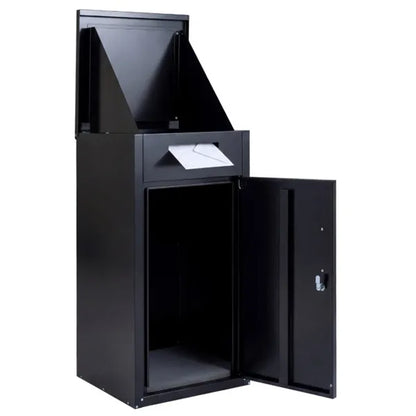 2-in-1 Lockable Mailbox & Package Delivery Box, Galvanized Steel For Outdoor Use (Black) - view 4