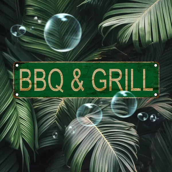 Vintage Aluminum BBQ Sign UV Printed Metal Plaque Waterproof Dustproof For Home Garage Cafe Restaurant Bar Decor - view 5