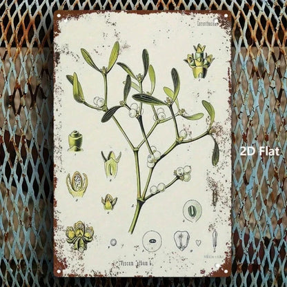 Mistletoe Plant Vintage Metal Tin Sign 2D Flat 1pc 8x12 Inch Classic Illustration Rustic Retro Art Wall Decor Indoor - view 3