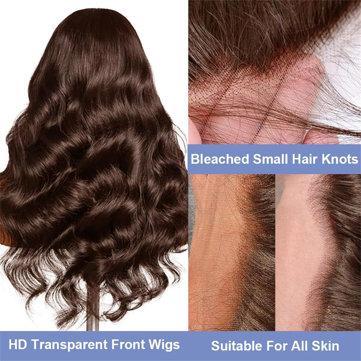 13x4 Lace Frontal Human Hair Wig Brown Body Wave Density - view 4