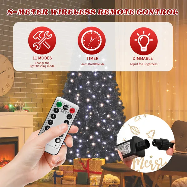 7.5 FT Pre-lit Artificial Christmas Tree, Hinged Xmas Pine Tree With 1350 Branch Tips - view 10