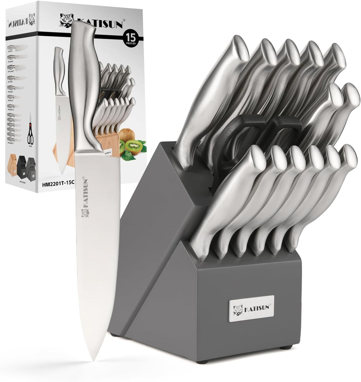 Kitchen Knife Set, 15 Pieces Knife Set With Block, Knives Set For Kitchen - view 2