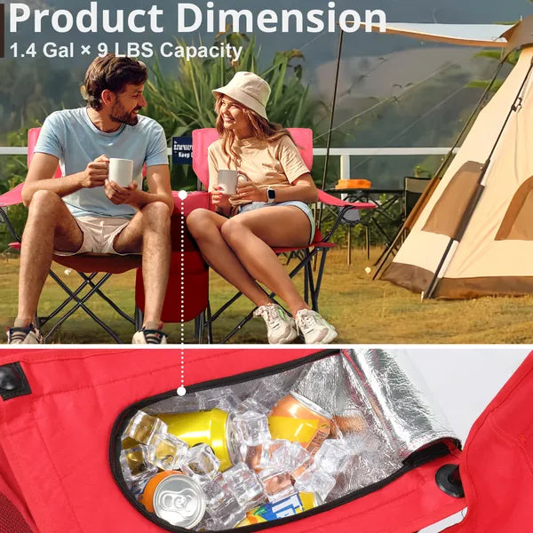 Portable Outdoor 2-Seat Folding Chair With Removable Sun Umbrella Red - view 4