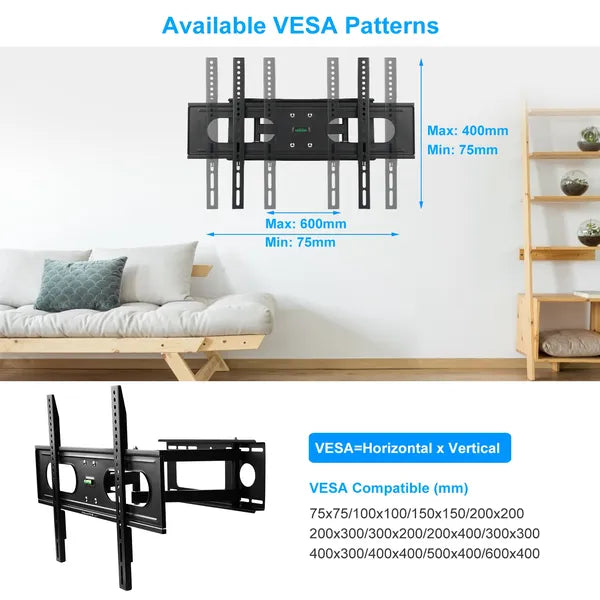 Full Motion TV Wall Mount Swivel Tilt TV Wall Rack Support 37-70' TV Wall Mount Max VESA Up To 600x400mm - view 4
