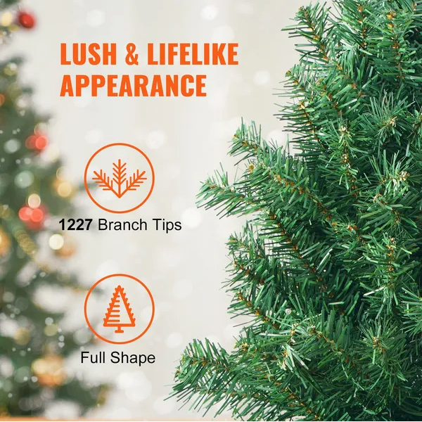 VEVOR Christmas Tree, 6.5ft Prelit Artificial Xmas Tree, Full Holiday Decor Tree With 450 Multi-Color LED Lights - view 4