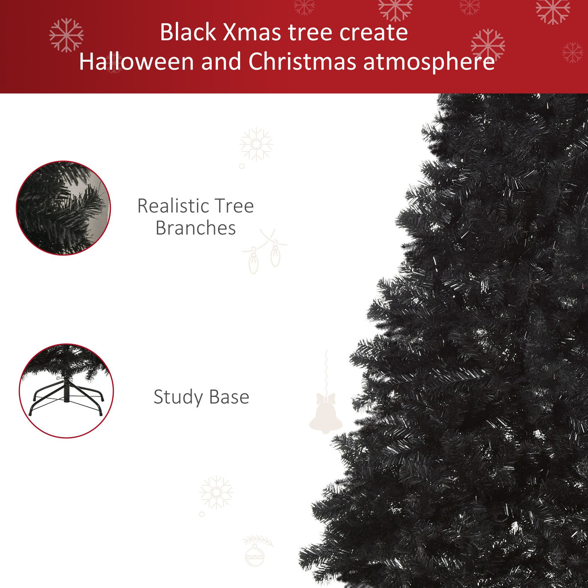 7ft Artificial Christmas Tree Holiday Home Indoor Decoration With Automatic Open, Black - view 5