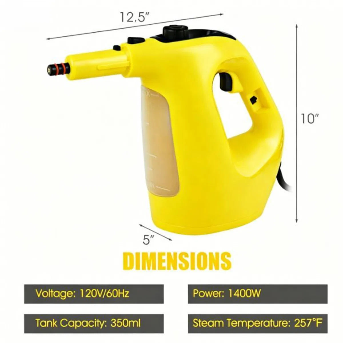 1400W Handheld Steam Cleaner, 257 High Pressure Steamer with 14-Piece Accessories, Chemical-Free Steam Mop for Kitchen - view 4