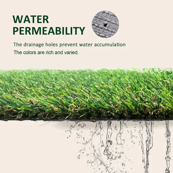 6.5ft X 15ft Artificial Turf 0.8' Mat With Drainage Holes. Fake Grass With Rubber Backing - view 2