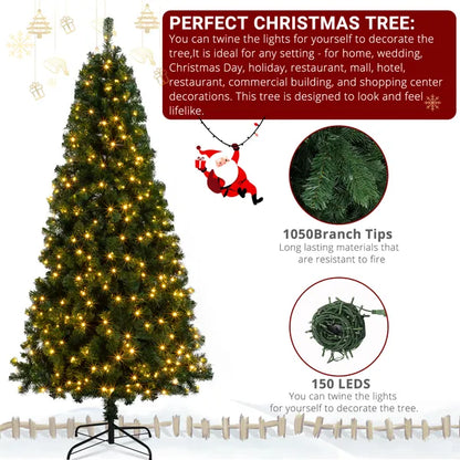 FCH 6ft PVC Material DIY 150 Lights Warm Color 8 Modes 1050 Branches Christmas Tree Green - view 4