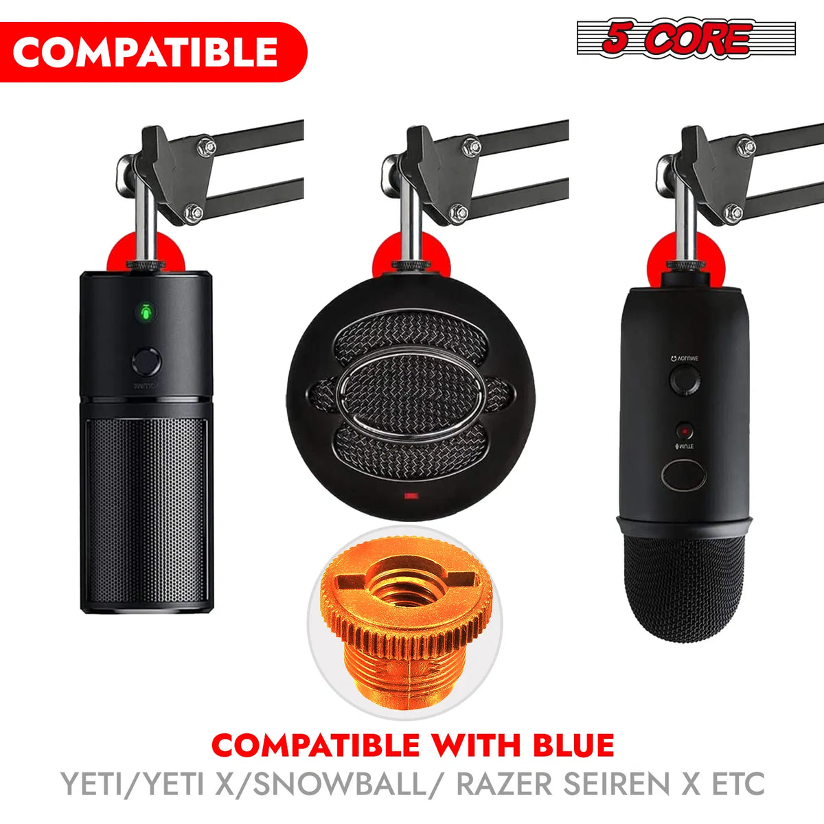 5 Core Microphone Stand Adapter Pack 5/8 M to 3/8 F, 3/8 M to 5/8 F, ¼ - view 8