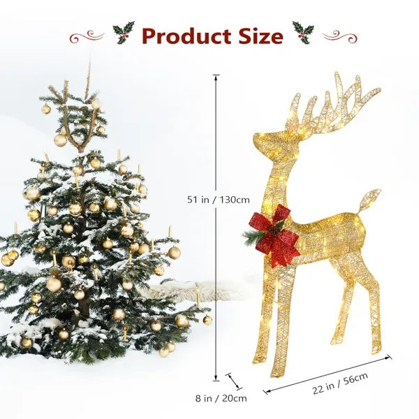 Lighted Christmas Reindeer Outdoor Decorations, Weather Proof 4ft Santa's Sleigh Reindeer Christmas Ornament Indoor - view 7