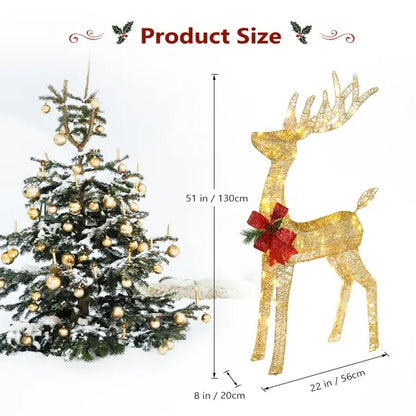 Lighted Christmas Reindeer Outdoor Decorations, Weather Proof 4ft Santa's Sleigh Reindeer Christmas Ornament Indoor - view 7