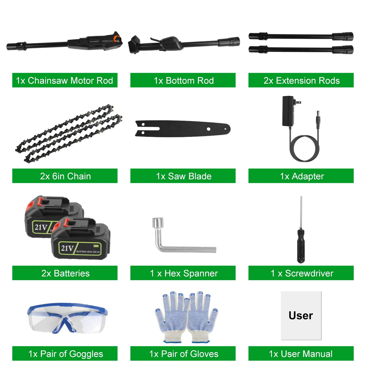 6in Cordless Pole Saw 7.4FT Maximum Extendable Length 35FT S Speed Electric Pole Chainsaw 2Pcs 3.0Ah Batteries - view 4
