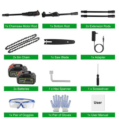 6in Cordless Pole Saw 7.4FT Maximum Extendable Length 35FT S Speed Electric Pole Chainsaw 2Pcs 3.0Ah Batteries - view 4