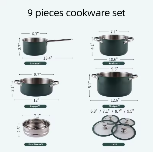 4pcs Stainless Steel Ceramic Coated Pot Set, Including 1 Milk Pot, 2 Stockpots, 1 Non-stick Pan - view 5