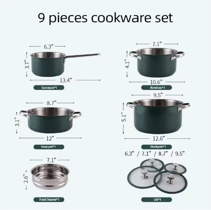 4pcs Stainless Steel Ceramic Coated Pot Set, Including 1 Milk Pot, 2 Stockpots, 1 Non-stick Pan - view 5