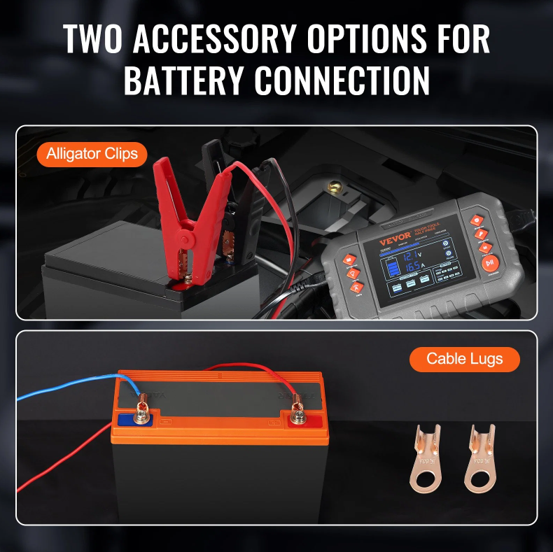 VEVOR Smart Battery Charger, 20-Amp, Lithium LiFePO4 Lead-Acid AGM Gel SLA Car Battery Charger With LCD Display - view 2