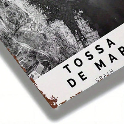 Vintage Spanish Tossa De Mar Metal Sign 8x12 Inch Retro Black & White Tin Plaque - view 5
