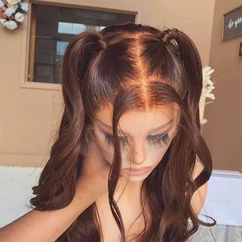 4x6 Lace Human Hair Wig Chocolate Brown Body Wave, Density - view 2