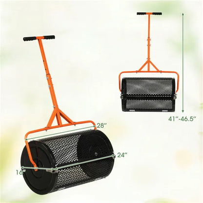 24" Lawn Topdressing Spreader With 0.75"×0.5" Mesh, Compost Spreader For Soil Sand Fertilizer Orange - view 2