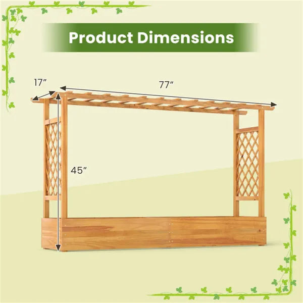 Wooden Raised Garden Bed With Trellis & Flat Roof, Open-Ended Base Planter Box For Climbing Plants/Vegetables/Flowers - view 2