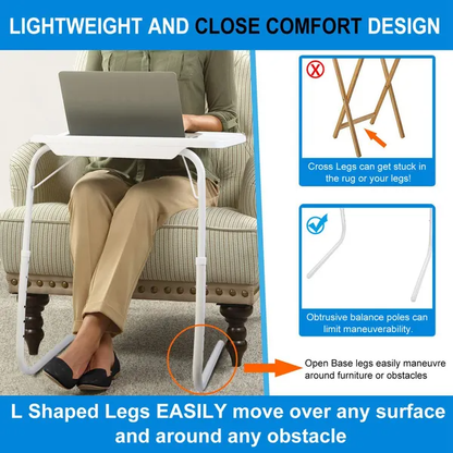 Foldable Tray Table Portable Sofa TV Tray 6 Heights 3 Angles Laptop Desk Adjustable Eating Dinner Coffee - view 2