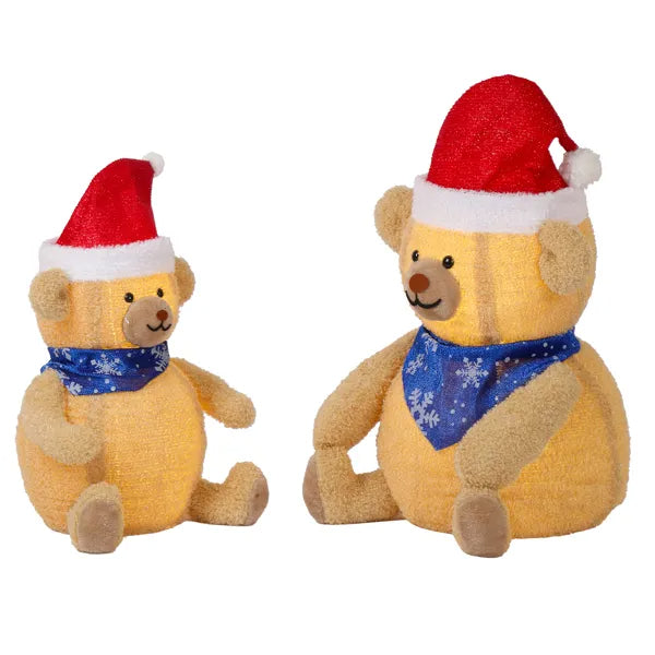 Set Of 2 Lighted Plush Bear Christmas Decorations, Pre-lit Pull Up Holiday Decor With 60 Warm White LED Lights For Xmas - view 2