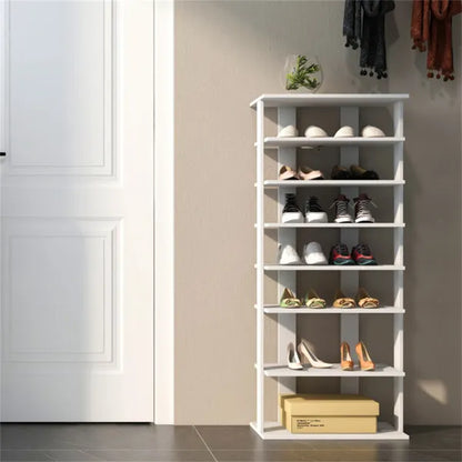7-Tier Double-Row Shoe Rack With Adjustable Shelves, Anti-Tipping Narrow Storage Rack For Entryway Closet-White - view 4